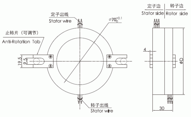 k270 series K270 Pancake Slip Ring slip ring Drawing
