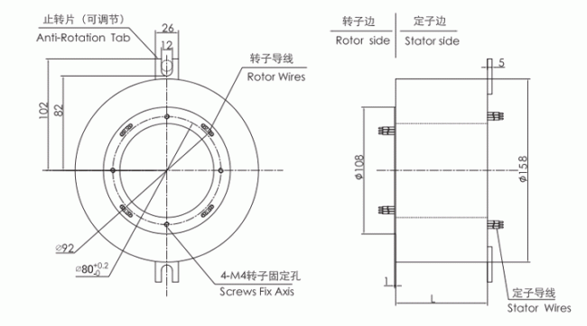 k380 series K380 Series Pancake Slip Ring slip ring Drawing