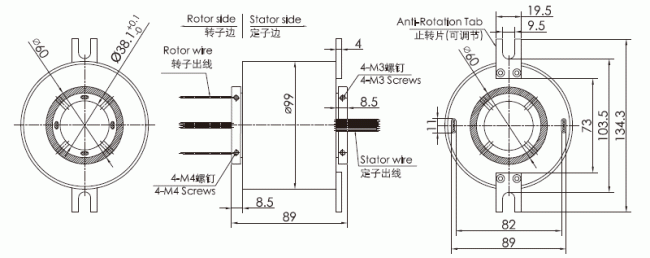 g038-12 series G038-12 Series Super High Speed Slip Ring(Max Speed 5000RPM) slip ring Drawing