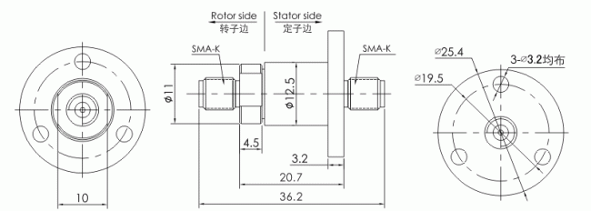 hf0118-12 series HF0118-12 Series Single Channel Rf Rotary Joint Slip Ring slip ring Drawing