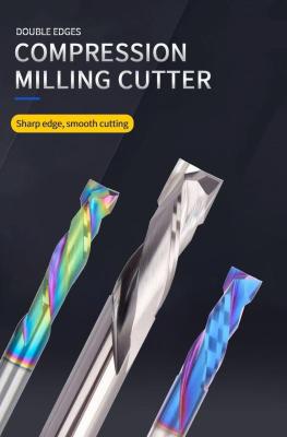 中国 Wholesale Price CNC Wood Tool Two Flutes Compression Cutters with Nano Blue Coating 販売のため