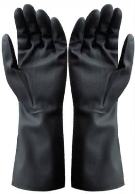 China Acid Resistance Neoprene Chemical Gloves 410mm Black Neoprene Rubber Gloves for sale