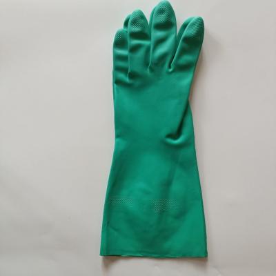 China 18 Mil Chemical Gloves Nitrile Industrial Work Use Flocked Lining Nitrile Glove for sale