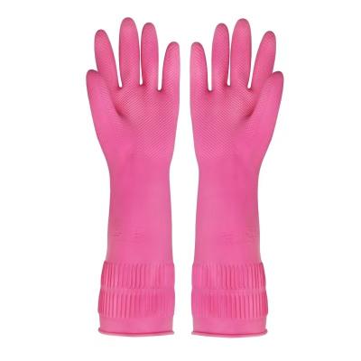 China 100G/Pair Kitchen Cleaning Gloves Anti Leakage 38CM Latex Lined Gloves for sale
