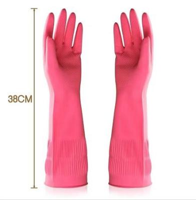 China 100G/Pair 38CM Extra Long Cleaning Gloves Flocked Lining Extra Long Dish Gloves for sale