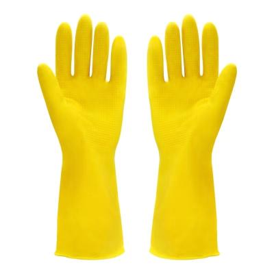 China Sustancias químicas de limpieza de los guantes del látex de la guarnición de Unflocked del cuenco del guante del hogar del látex de los 32CM en venta