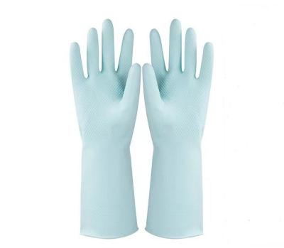 Chine Assemblé rayant le gant naturel de latex de latex de gant de ménage bleu de Morandi à vendre