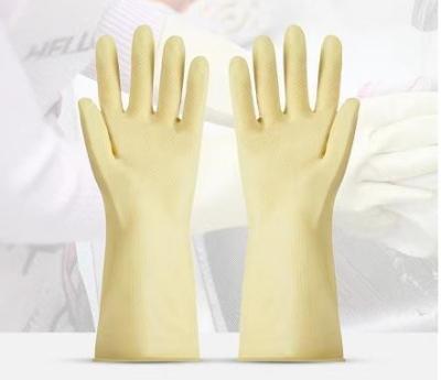 Китай Сгущать желтые перчатки латекса домочадца прокалывают перчатку латекса предохранения 32cm желтую продается