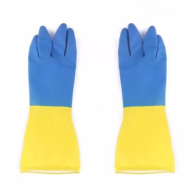 Chine Les gants résistants chimiques bicolores de latex font du jardinage les gants chimiques de latex de lavage de plat à vendre