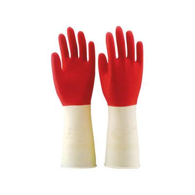 China Household Industrial Latex Glove 32CM Kitchen Flocked Lining Dish Washing Glove for sale