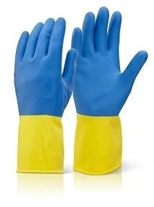 China Biolor Latex Household Gloves Flock Lined Kitchen Dishwashing Rubber Gloves for sale