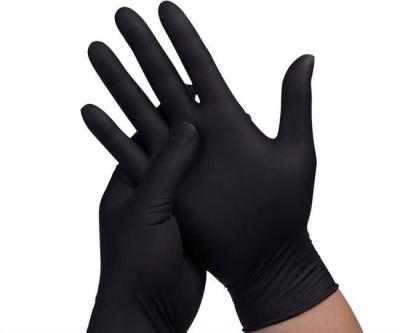 China Disposable Black Nitrile Food Service Gloves Industrial Use 9 Inches for sale