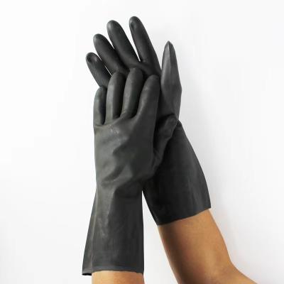 China Black Neoprene Chemical Resistant Gloves 13 Inches Alcohol Resistant for sale