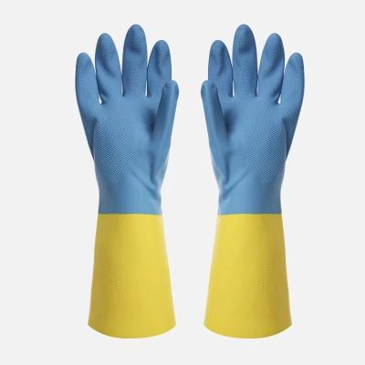 China Industrial Bicolor Neoprene Chemical Resistant Gloves Solvent Resistant for sale
