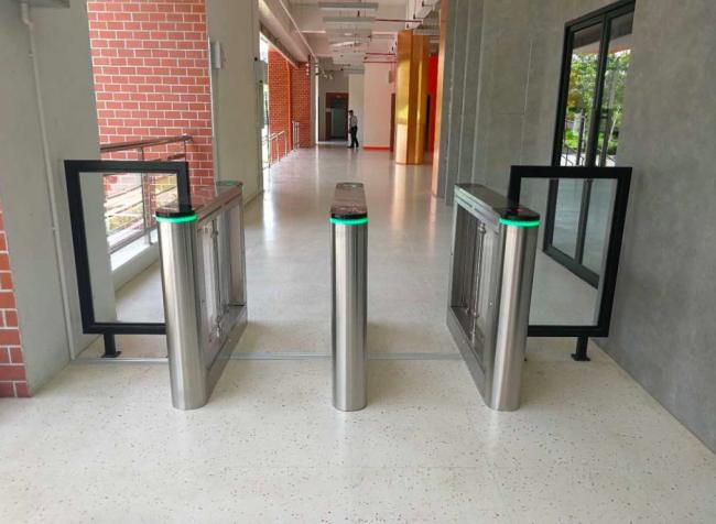 Turnstile gate in airport setting