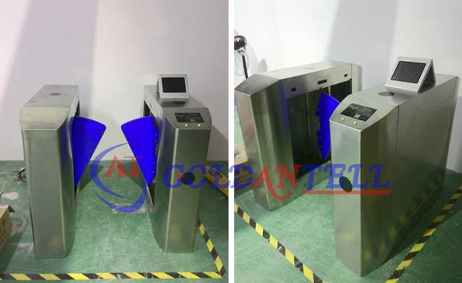 Stainless steel turnstile gate side view