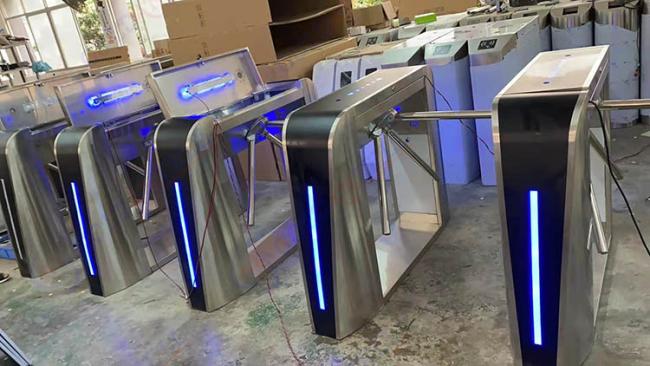 Stainless steel turnstile gate with three rotating arms