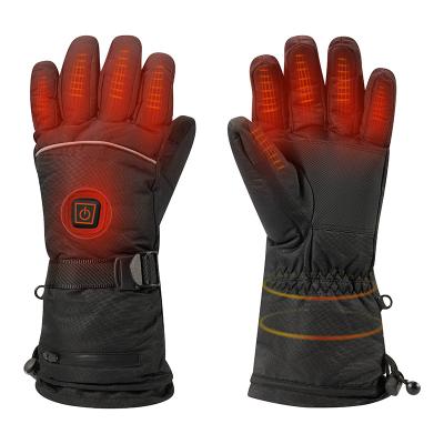 China Ski Full Leather Rechargeable Heated Gloves Windproof Waterproof Women Ski for sale