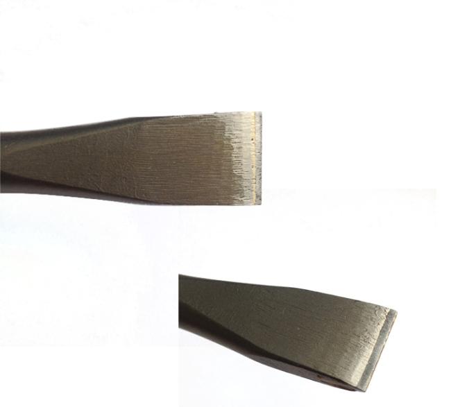 Close-up of tungsten carbide tipped chisel details