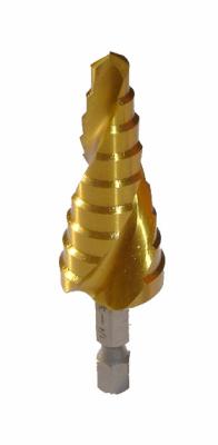 China Hex Shank HSS Step Drill Bits With Titanium Coated Spiral Flute Inch Size for sale