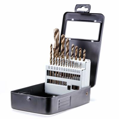 China Cobalt Coated 21pcs HSS Twist Drill Bit Set For Metal / Iron / Stainless Steel for sale