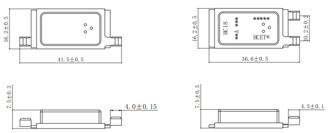 15A-60A Motor Thermal Protector dimension diagram showing exact measurements