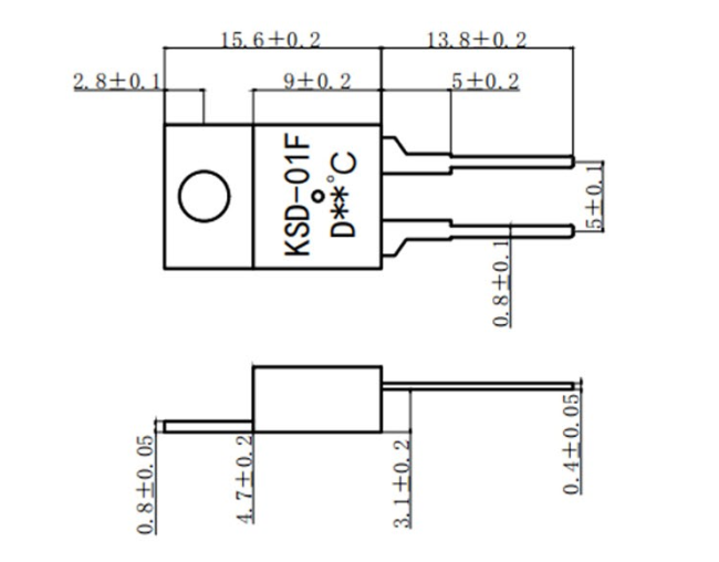 JUC-31F/KSD-01F Series Thermostat side view showing compact design