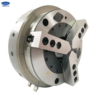 China Front Mounted Pneumatic Power Chuck 3 Jaw Chuck For Pipe Thread Machine Tool for sale