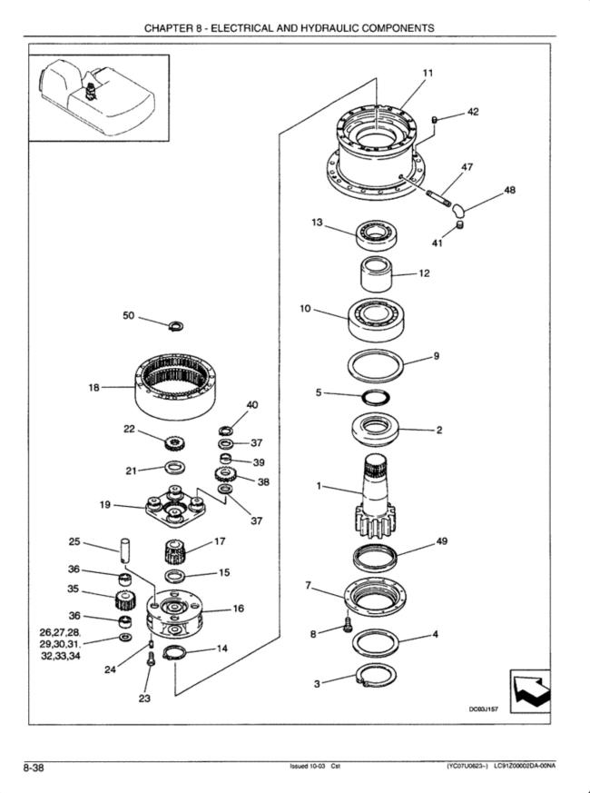 SK330-6 SK320-6 Slewing Gearbox technical drawing