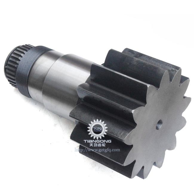 Close-up view of swing gearbox internal parts
