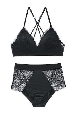 China New Lace Satin Bralette Set for sale
