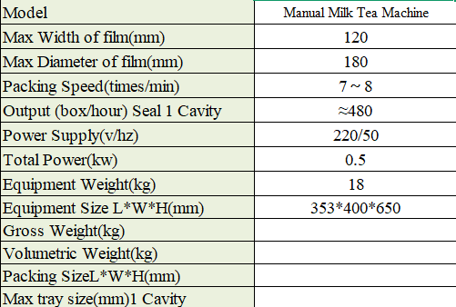 Milk tea sealing machine technical diagram