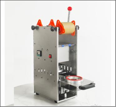 Electric milk tea sealing machine close-up detail