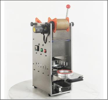 Electric milk tea sealing machine front view