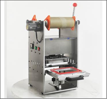 Electric milk tea sealing machine side view