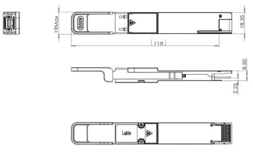HL-QDD-400G-SR4 mechanical dimensions diagram