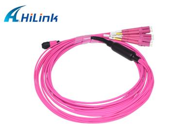 China 8 hembra del cordón de remiendo de la fibra del milímetro 50/125um OM4 LSZH del duplex de la base los 5M Type B MPO - 4 LC/UPC en venta