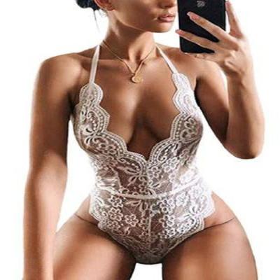 China Purple Black Mesh See Through Sexy Bodysuit Lingerie One Piece Floral Lace Babydoll Nightwear for sale