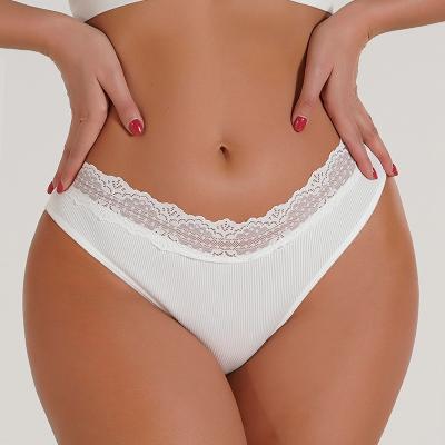 China Os Underwears das mulheres de nylon brancos olá! cortaram a cuecas sem emenda do laço do breve biquini ocasional das cuecas à venda