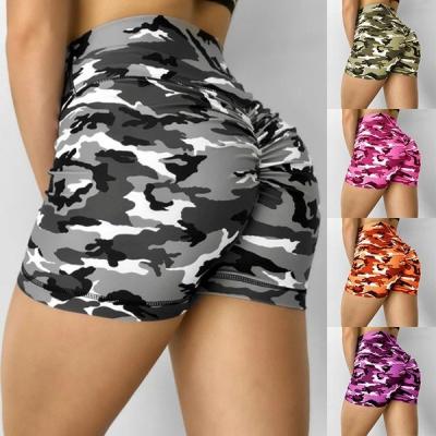 China Multi color Camo Yoga Shorts Tights Hip Lifting Scrunch Booty Gym Workout Buttocks Pants for sale