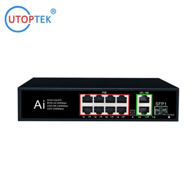 China Hot sell 8x100m POE+2x1000m UPlink+1xSFP POE Etherent switch for IP Camera ip phone for sale