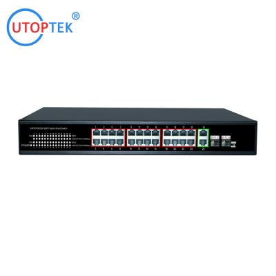 China High quality RACK 24port 100M POE+2xGE UPlink+2GE SFP POE Etherent switch 250m for IP Camera ip phone for sale