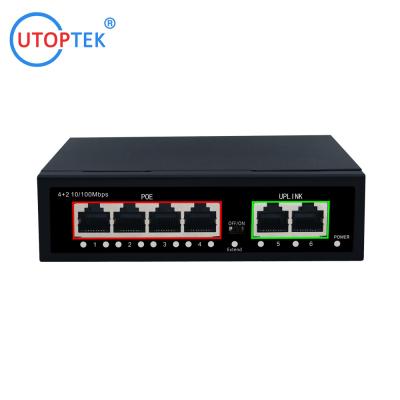 China 4x10/100M POE+2xUP-link IEEE802.3af/at POE Etherent switch for CCTV IP Camera Network switch for sale