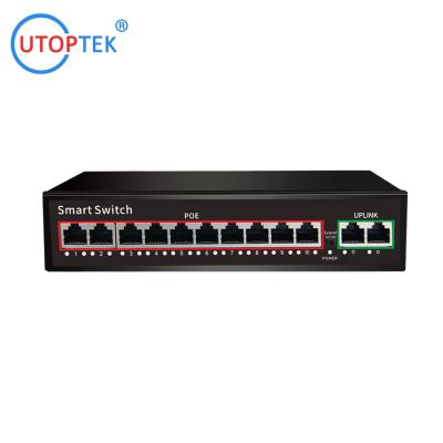 China Wholesale price 10port 10/100M POE+2xUP-link IEEE802.3af/at 30W POE Etherent switch for CCTV IP Camera Network for sale