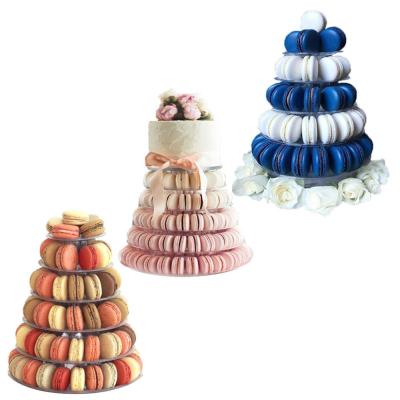 China Eiffel Tower 6 Tier Plastic Macaron Stand 10 Inch Luxury Macaron Packaging for sale
