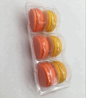 China Blister PET 6pcs Macaron Plastic Box Packaging With Clear Lid for sale