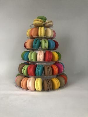 China Stackable Plastic Macaron Packaging Christmas Tree 6 Tier Macaron Stand for sale