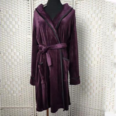 China Deep Purple Women Pyjama Set / Sleeping Gown / Bathrobes For Winter for sale