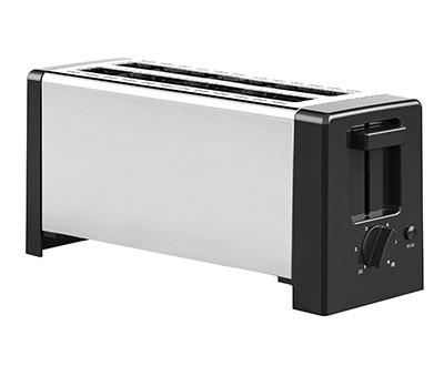 China Household Appliance Pop Up Long Slot Toaster 2 Slice Silver And Black for sale
