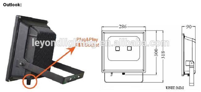 High brightness LED Flood light 80W with IP65 waterproof rating for 3 years warranty.